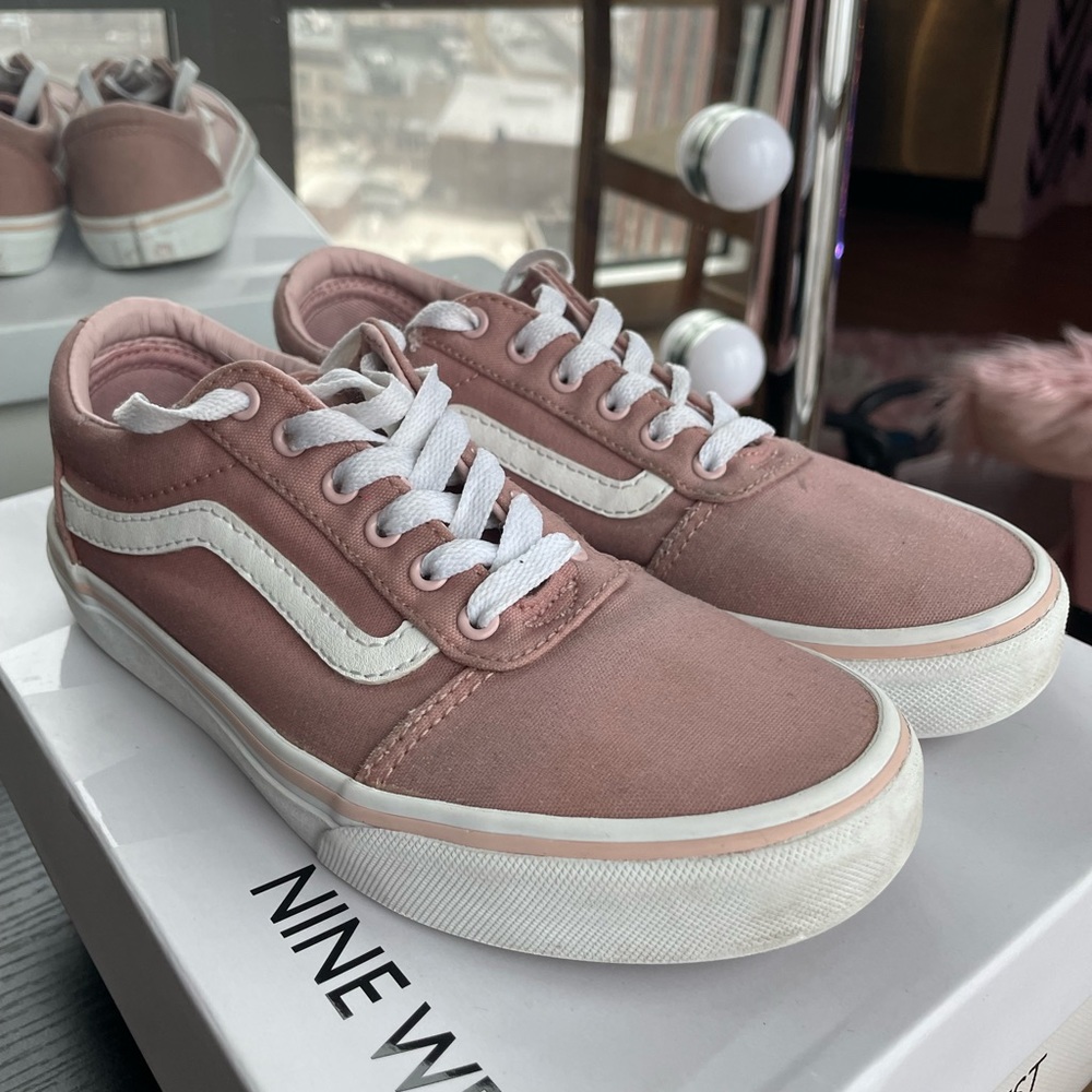 Vans Old Skool Canvas Low Cut Light Baby Pink and White Sneakers - Picture 2 of 11